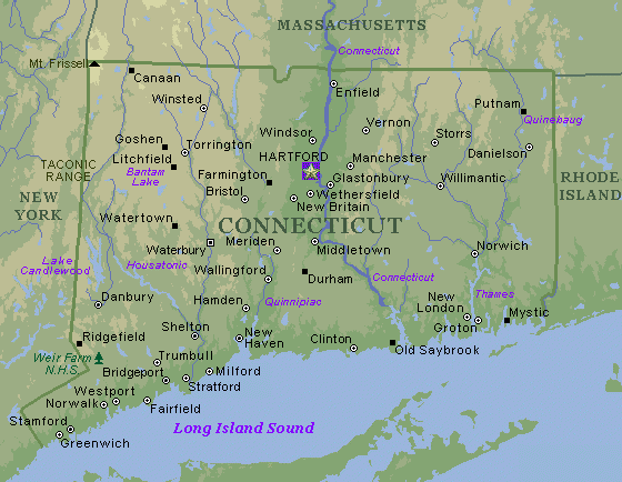 Карта штата коннектикут